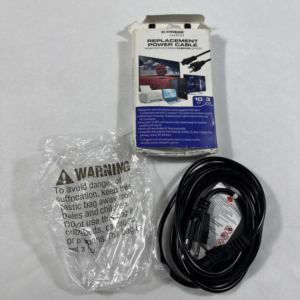 Xtreme Home Theater Replacement Power Cable Black‎ 10 FT Open Box